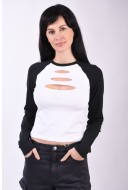 Bluza Dama Noisy May Nmkatinka Contrast Bright White Detail Black Contrast